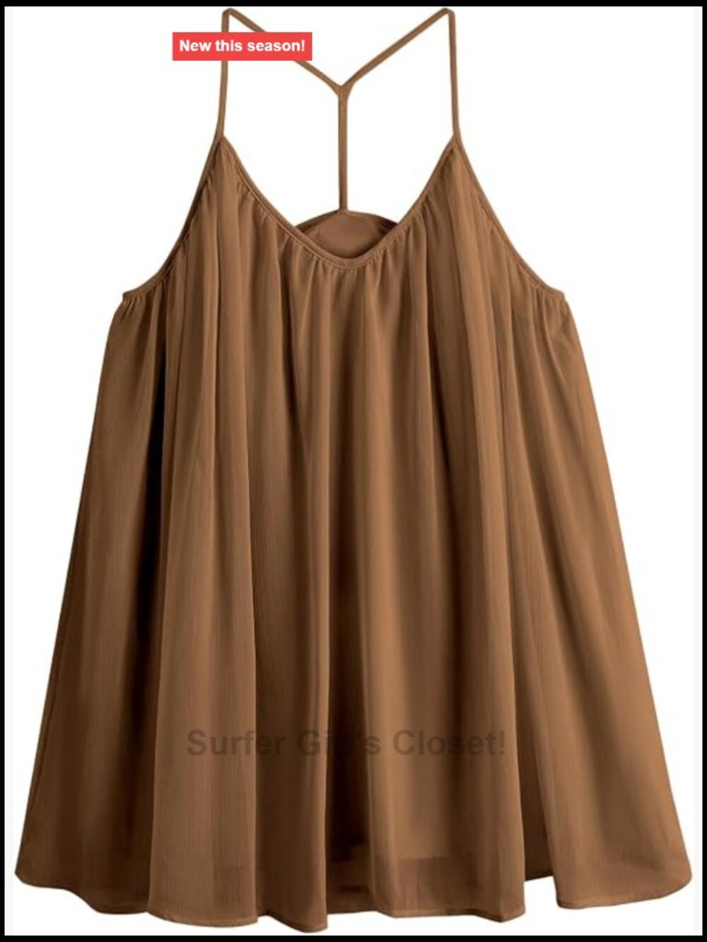Chiffon Flowy Cami Top V-Neck Sleeveless Low Back Loose Fit Going Out
